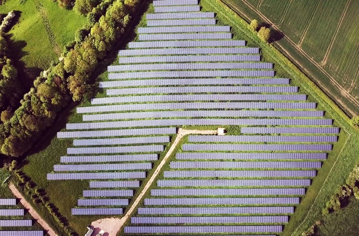 aerial view of solar pv plant